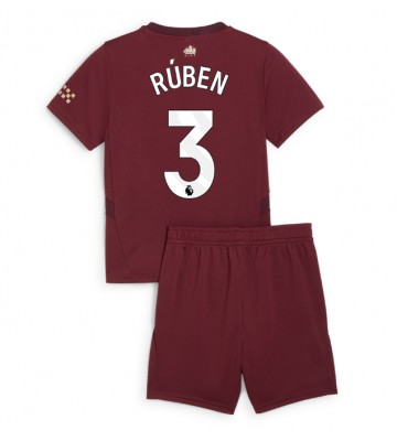 Manchester City Ruben Dias #3 Tercera Equipación Niños 2024-25 Manga Corta (+ Pantalones cortos)